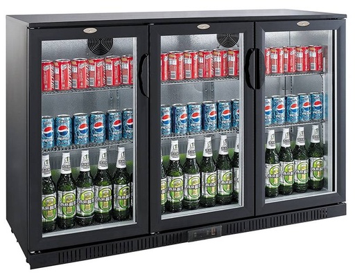 Barkühler 3 Türen, 1350 x 520 x 850 mm, 320 L, schwarz