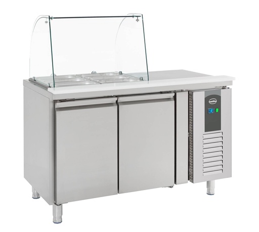 Kühltisch mit Glas 2 Türen, 1360 x 700 x 1365 mm, 314 L