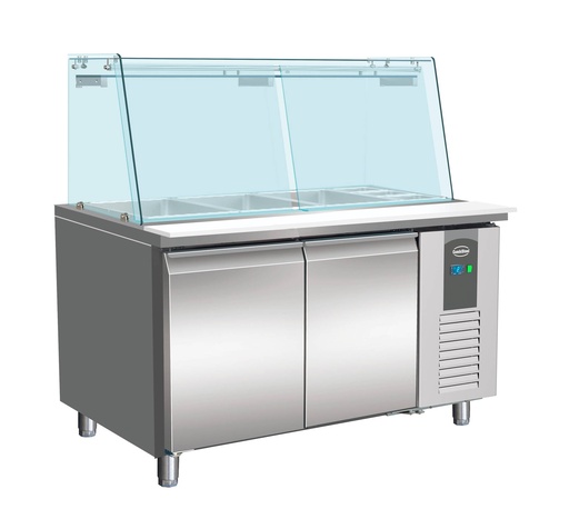 700 Kühltisch aus Edelstahl, 3 x 1/6 GN, 1360 x 700 x 1365 mm