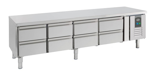 Kühltisch 650 Hoch 8 aus Edelstahl, 2000 x 700 x 650 mm