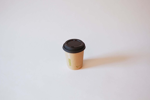 Kaffeebecher Ø80 mm 200 ml – 500 Stück, braun mit Deckel CPLA schwarz / braun / 1000 Stk.