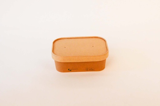 Rechteckschale 172x120x56mm / 750ml Braun, 300 Stk. Hartpapier / mit Pappdeckel / 300 Stk.