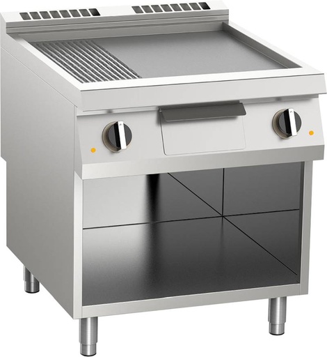 KBS Elektro-Grillplatte geteilt aus Edelstahl 15,0 KW mit 2 Heizzonen offener Unterbau