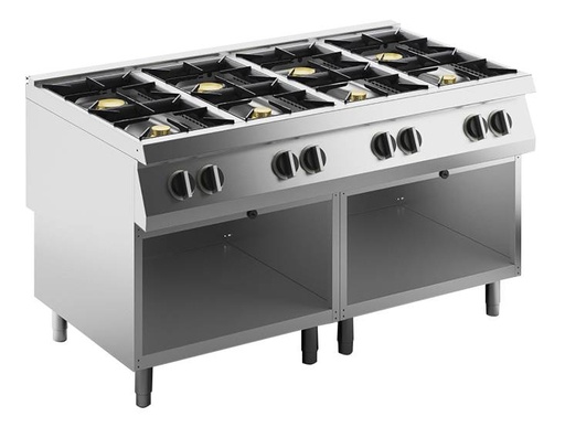 KBS Gas-Kochfläche 8 Brenner 54 kW, offener Unterbau