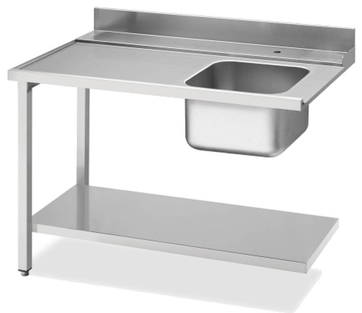 KBS Zulauftisch Becken rechts, Breite 120cm, Grundboden und Aufkantung