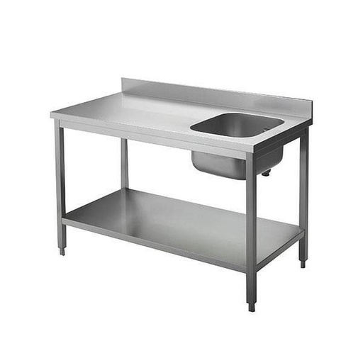 KBS Chef-Tisch mit Aufkantung B 120cm - Becken rechts