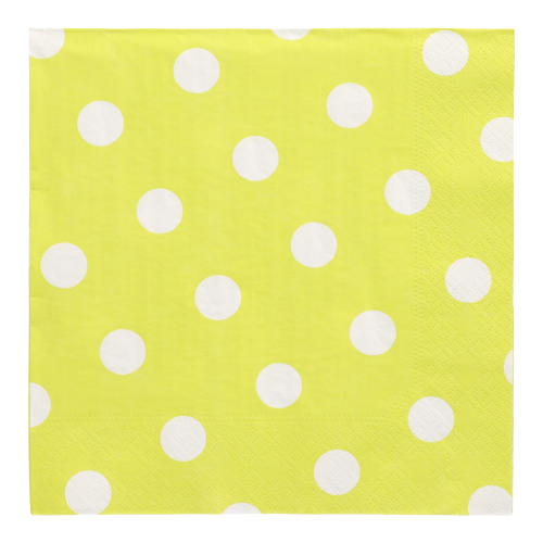 20 Servietten, 3-lagig 1/4-Falz 40 cm x 40 cm limonengrün "Dots"