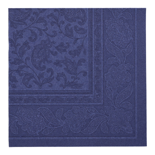 50 Servietten "ROYAL Collection" 1/4-Falz 40 cm x 40 cm dunkelblau "Ornaments"