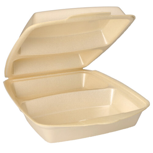 4 x 50 Menüboxen mit Klappdeckel, XPS 2-geteilt 7,5 cm x 22 cm x 28,5 cm beige laminiert