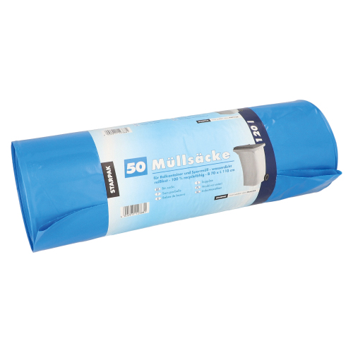 4 x 50 Müllsäcke, LDPE 120 l 110 cm x 70 cm blau