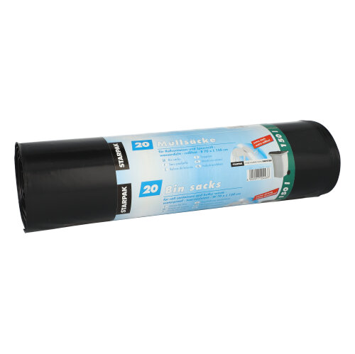 4 x 20 Müllsäcke, LDPE 150 l 150 cm x 70 cm schwarz extra stark und extra reißfest