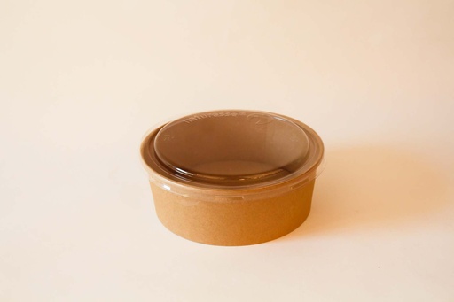 Karton Schale Ø185mm / 1200ml Braun, 300 Stk. Hartpapier / mit PLA Deckel / 300 Stk.