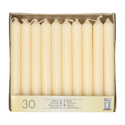 30 Tafelkerzen Ø 2,1 cm · 19,6 cm creme