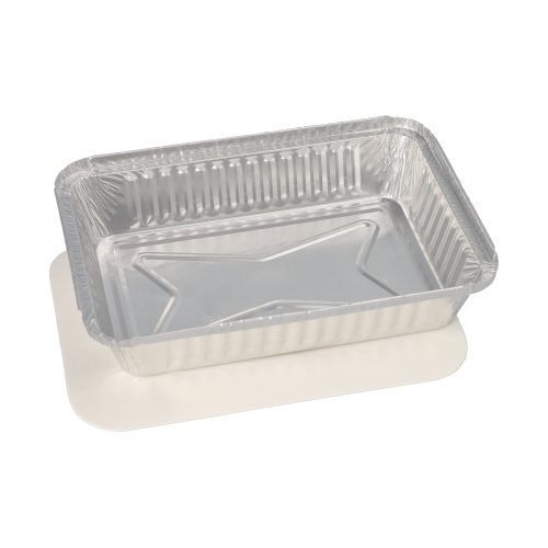 25 Schalen, Alu + Einlegedeckel, PE-beschichtet eckig 0,8 L 4 cm x 15 cm x 21,4 cm