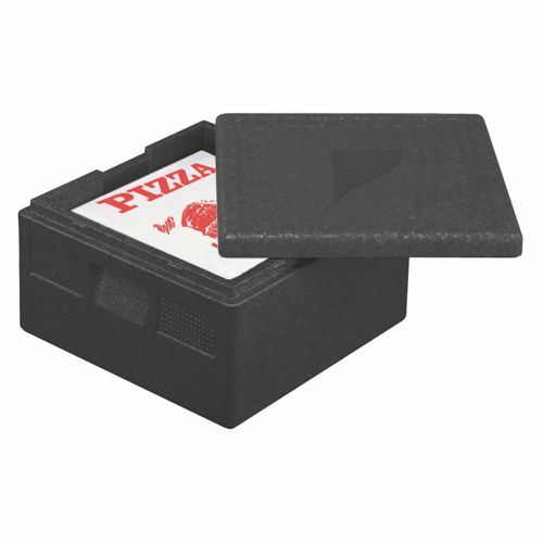 5 x Isolier-Transportbehälter, EPP 41 cm x 41 cm x 24 cm schwarz "Pizza"