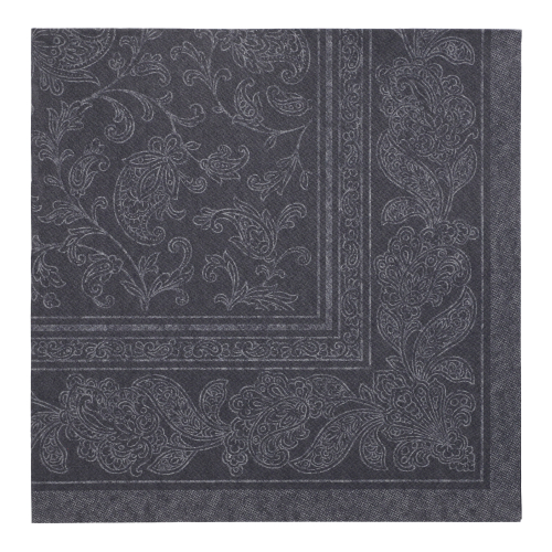 50 Servietten "ROYAL Collection" 1/4-Falz 40 cm x 40 cm schwarz "Ornaments"