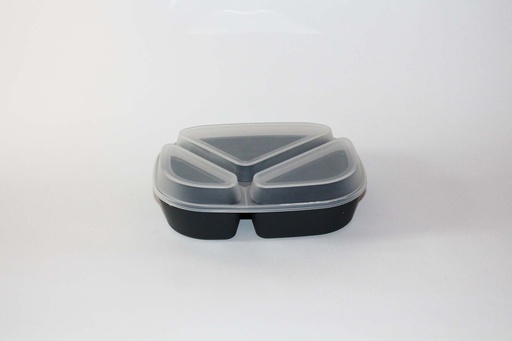Menübox 3-geteilt 236x181x47mm mit Deckel / schiefergrau / 48 Stk.