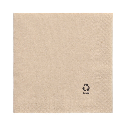 250 Servietten, 2-lagig 1/4-Falz 33 cm x 33 cm natur aus recyceltem Papier
