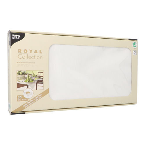 20 Mitteldecken, Tissue "ROYAL Collection" 80 cm x 80 cm weiss
