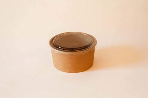 Karton Schale Ø150mm / 1000ml Braun, 300 Stk. Hartpapier / mit rPET Deckel / 300 Stk.