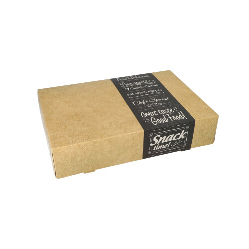 10 Transport- und Catering-Kartons "pure" eckig 8 cm x 24,5 cm x 35,5 cm "Good Food" klein