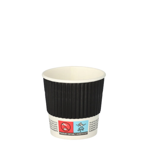 25 Trinkbecher, Pappe "To Go" 0,1 L Ø 6 cm · 6 cm schwarz Ripple Wall