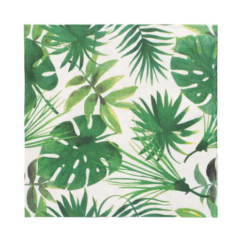 20 Servietten, 3-lagig 1/4-Falz 33 cm x 33 cm "Monstera"