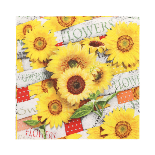20 Servietten, 3-lagig 1/4-Falz 33 cm x 33 cm "Sunflower Field"