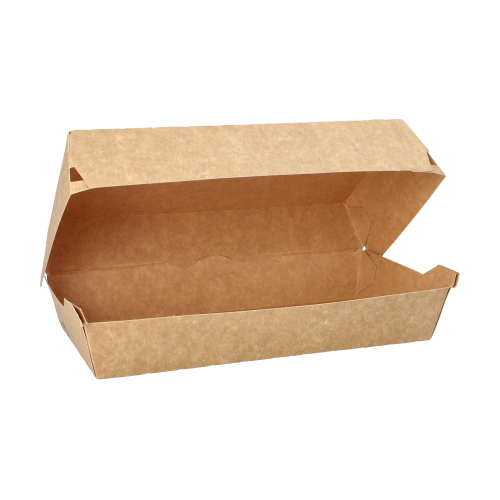 25 Baguetteboxen, Pappe "pure" 7,5 cm x 10,7 cm x 22 cm braun "100% Fair" groß