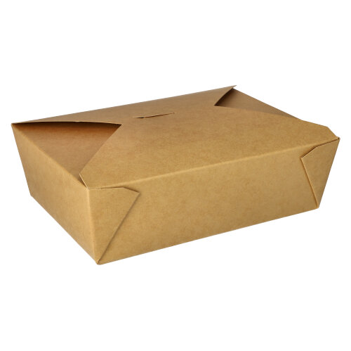 50 Lunchboxen, Pappe "pure" 2000 ml 6,4 cm x 14 cm x 19,7 cm braun