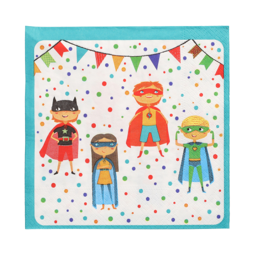 20 Servietten, 3-lagig 1/4-Falz 33 cm x 33 cm "Superhero"