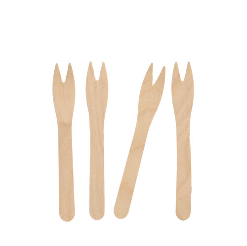 25 Snack-Gabeln, Holz "pure" 12,1 cm