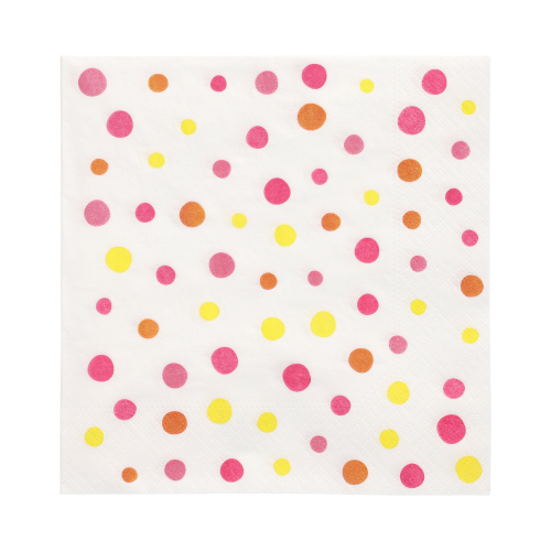 30 Servietten, 3-lagig 1/4-Falz 33 cm x 33 cm pink "Colourful Dots"