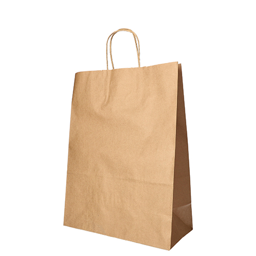 10 x 25 Tragetaschen, Papier 35 cm x 26 cm x 12 cm braun mit gedrehtem Tragegriff