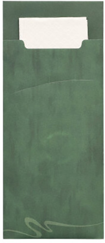 520 Bestecktaschen 20 cm x 8,5 cm dunkelgrün inkl. weißer Serviette