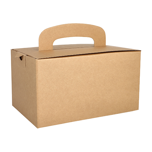 20 Lunch-Boxen, Pappe "pure" eckig 12,5 cm x 15,5 cm x 22,5 cm braun mit Tragegriff