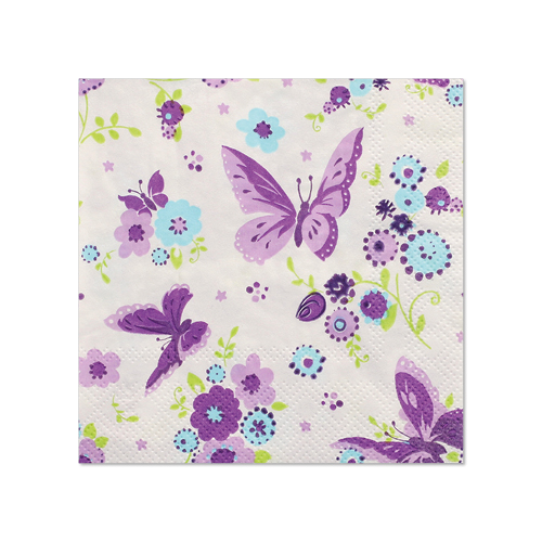 20 Servietten, 3-lagig 1/4-Falz 25 cm x 25 cm "Beautiful Butterfly"