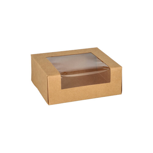 25 Sushi-Schalen, Pappe eckig 4,5 cm x 12 cm x 10 cm braun