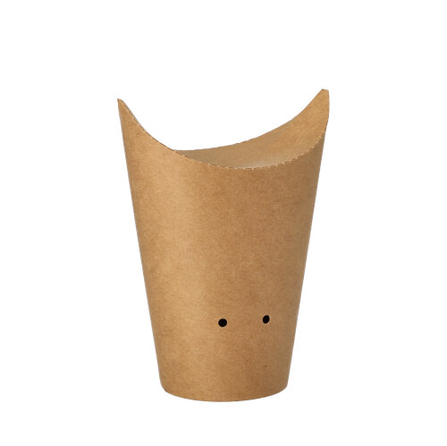 50 Pommes-Frites-Schütte, Pappe rund Ø 6 cm · 14 cm braun klein