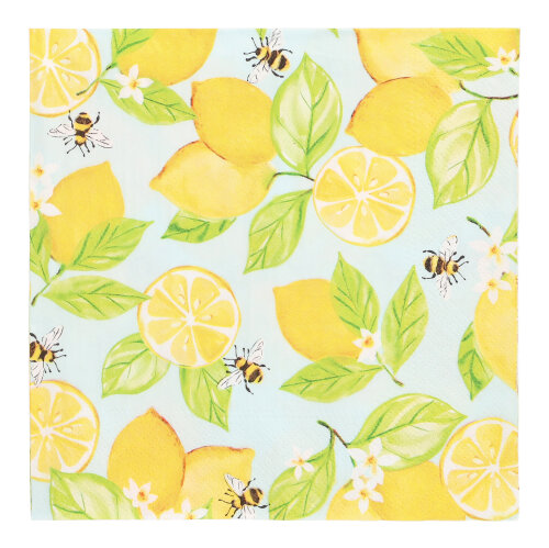 20 Servietten, 3-lagig 1/4-Falz 33 cm x 33 cm "Lemon Grove"