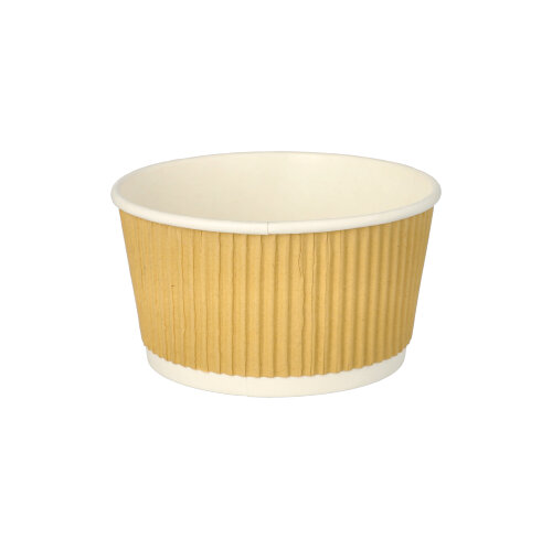 20 x 25 Suppenbecher, Pappe rund 380 ml Ø 11 cm · 5,8 cm braun/weiss Ripple Wall