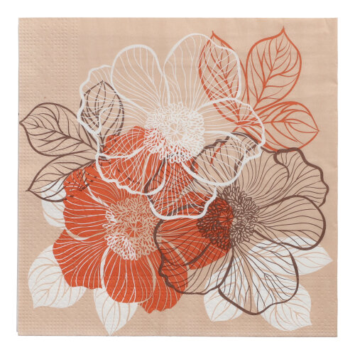 20 Servietten, 3-lagig 1/4-Falz 33 cm x 33 cm "Bouquet"