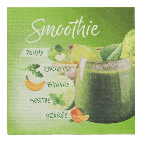 20 Servietten, 3-lagig 1/4-Falz 33 cm x 33 cm "Smoothie"