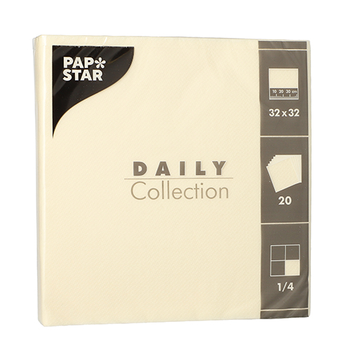 20 Servietten "DAILY Collection" 1/4-Falz 32 cm x 32 cm champagner