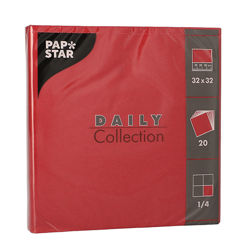 20 Servietten "DAILY Collection" 1/4-Falz 32 cm x 32 cm bordeaux