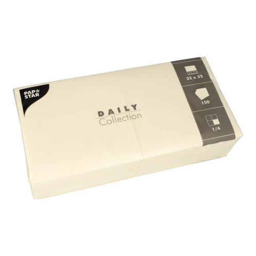 6 x 150 Servietten "DAILY Collection" 1/4-Falz 32 cm x 32 cm champagner