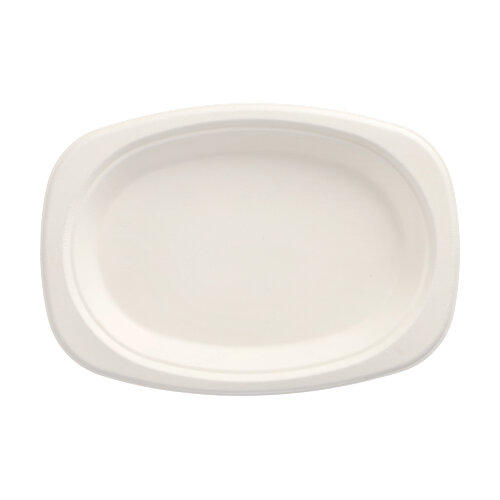 50 Teller, Zuckerrohr "pure" oval 23 cm x 16 cm x 2 cm weiss
