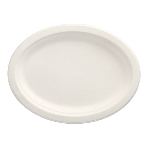 50 Teller, Zuckerrohr "pure" oval 26 cm x 20 cm x 2 cm weiss