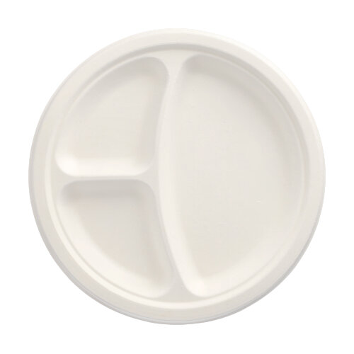 12 Teller, Zuckerrohr "pure" 3-geteilt Ø 23 cm · 2 cm weiss