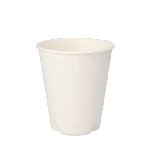 12 Trinkbecher, Zuckerrohr "pure" 0,2 L Ø 8 cm · 9,1 cm weiss für Heißgetränke